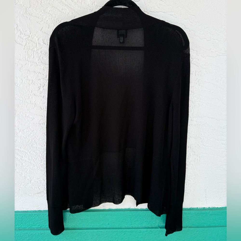 Eileen Fisher Cardigan Black Open Front Long Sleeve Lightweight XL NWT - Picture 2 of 6